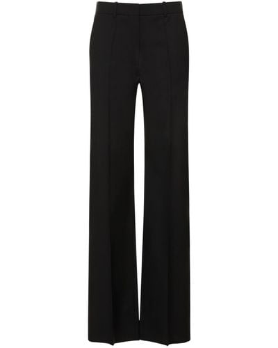 Valentino Wool & Mohair High Waist Wide Trousers - Black
