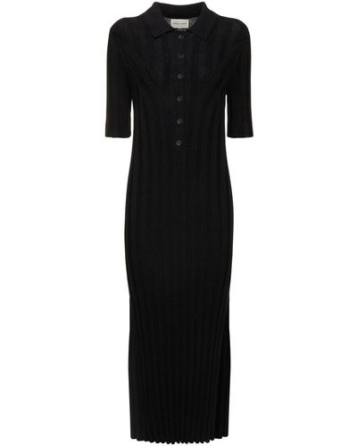 Loulou Studio Elyna Silk Blend Knitted Midi Dress - Black