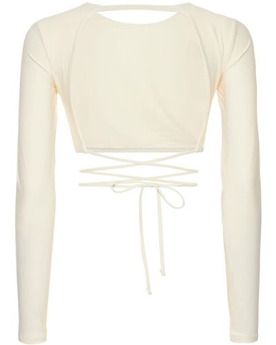 Alix Marissa Jersey Crop Top W/laces - White