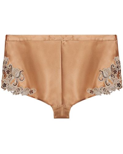 La Perla Maison Silk & Lace Pajama Shorts - Natural