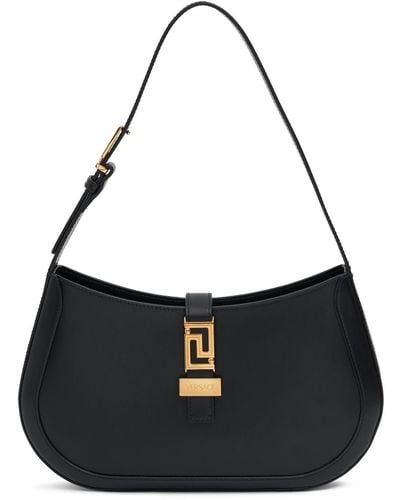 Versace Large Leather Hobo Bag - Black