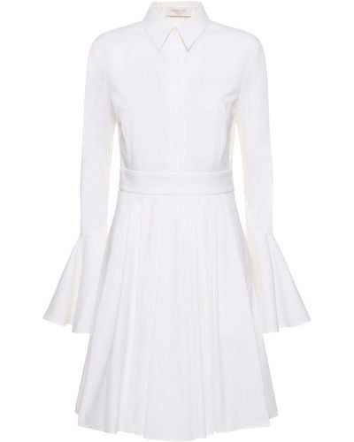 Michael Kors Bell Sleeve Stretch Cotton Shirt Dress - White