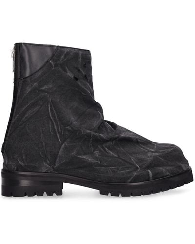 424 Marathon Distressed Leather Zipped Boots - Black