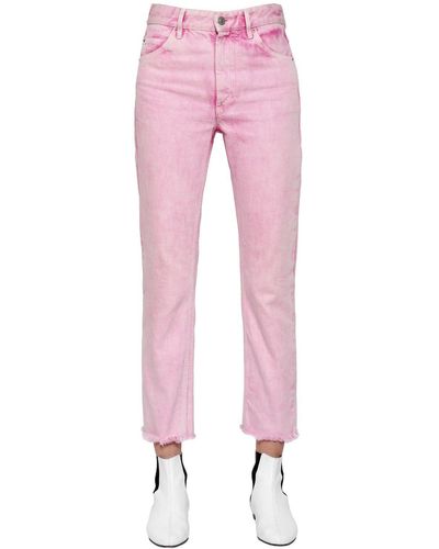 Isabel Marant Raw Cut Hem Cotton Denim Jeans - Pink