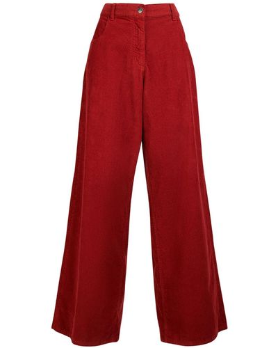 The Row Chan Velvet Wide Trousers - Red