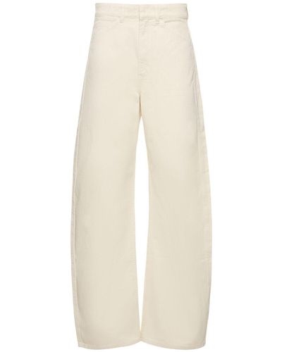 Lemaire High Waist Curved Cotton Trousers - Natural