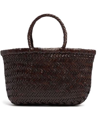 Dragon Diffusion Mini Flat Gora Leather Basket Bag - Brown