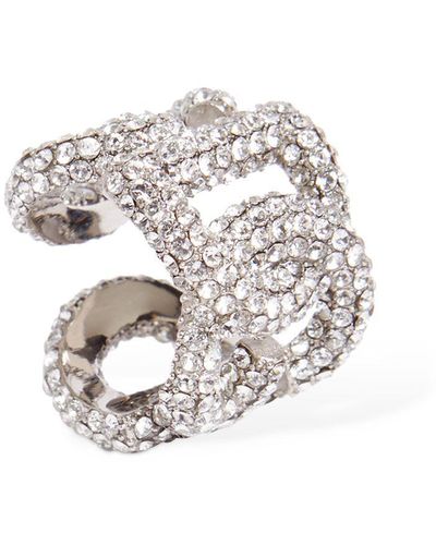 Dolce & Gabbana Embellished Dg Millennials Logo Ring - Metallic