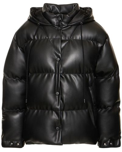 Stella McCartney Faux Leather Quilted Puffer Jacket - Black