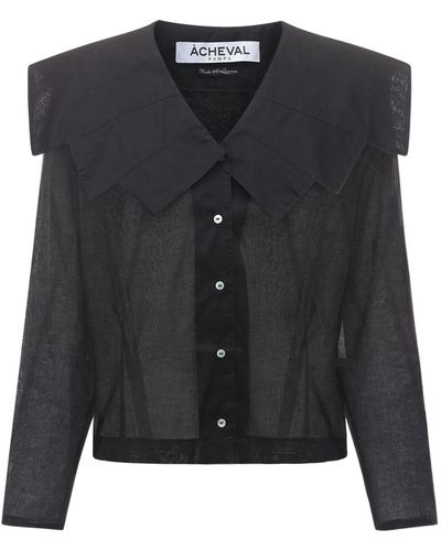 Acheval Pampa Evita コットンボイルシャツ - ブラック