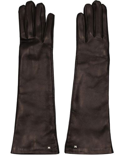 Max Mara Afidee Smooth Leather Gloves - Black