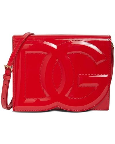 Dolce & Gabbana Flap Logo Patent Leather Bag - Red