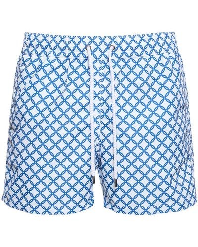 Frescobol Carioca Trelica Print Tech Swim Shorts - Blue