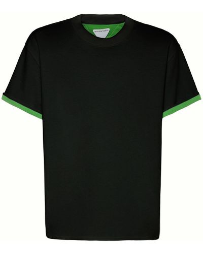 Bottega Veneta Doppellagiges T-shirt Aus Baumwolljersey - Schwarz