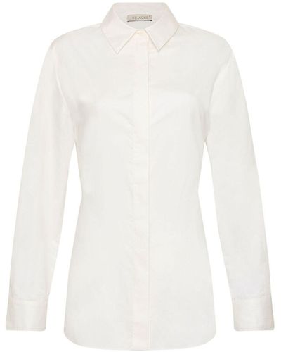 St. Agni Open Back Long Sleeve Cotton Shirt - White