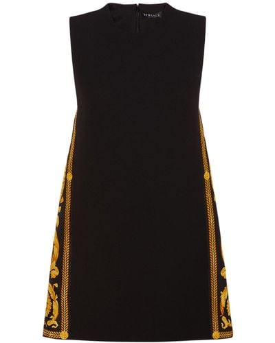 Versace Robe courte en satin envers barocco - Noir
