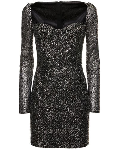 Dolce & Gabbana Sequined Heart Neckline Mini Dress - Black