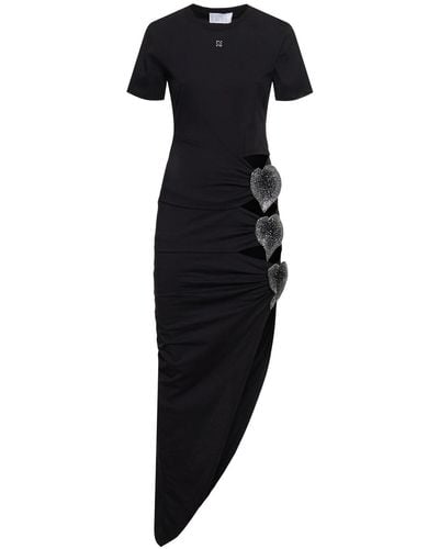 GIUSEPPE DI MORABITO Cotton Jersey Maxi Dress W/ Slit - Black