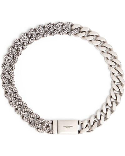 Saint Laurent Embellished Curb Chain Short Necklace - Multicolour
