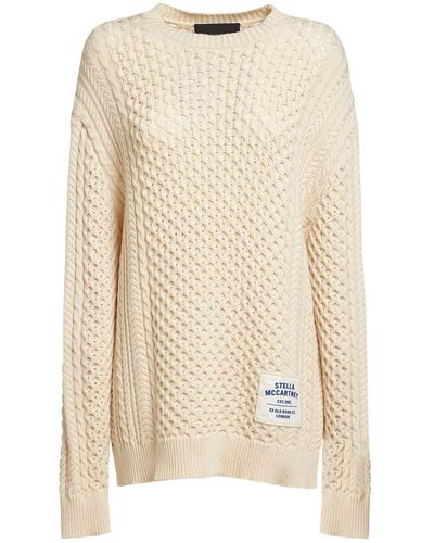 Stella McCartney Suéter De Punto De Algodón Con Parche Con Logo - Neutro
