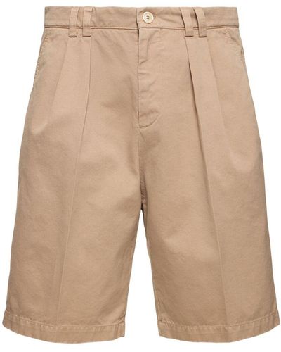 Brunello Cucinelli Dyed Cotton Shorts - Natural