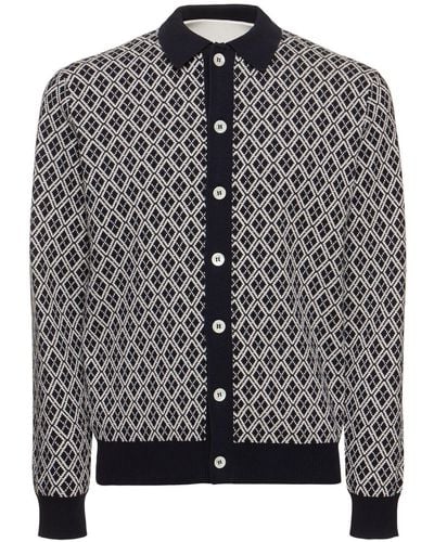Aspesi Diamond Cotton Knit Cardigan - Black