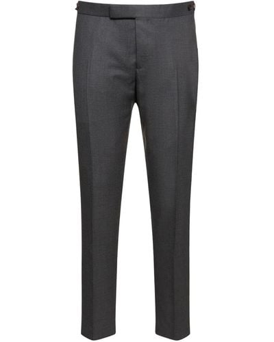 Thom Browne Low Rise Wool Twill Pants - Gray