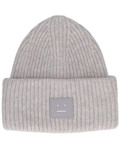 Acne Studios Pansy Face Wool Beanie - Grey