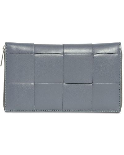 Bottega Veneta Maxi Intreccio Leather Zip Around Wallet - Grey