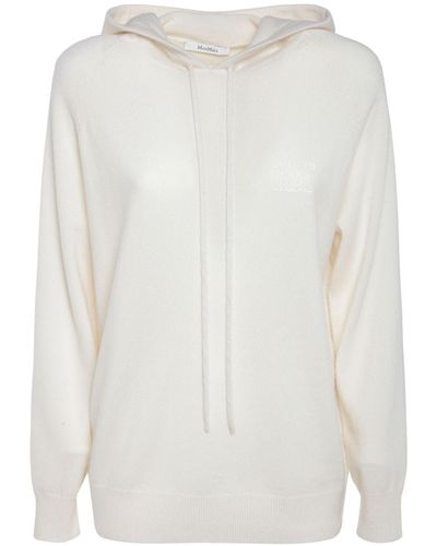 Max Mara Pullover Aus Wolle Und Kaschmir Mit Kapuze - Weiß