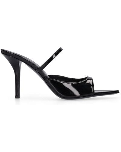 Gia Borghini 85Mm Aimeline Patent Faux Leather Sandal - Black