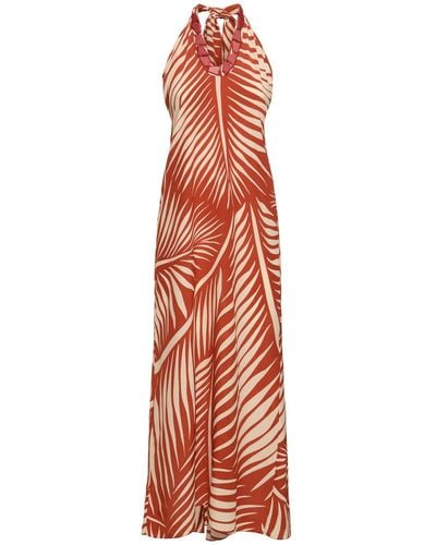 Johanna Ortiz Robe longue en crêpe de soie imprimée - Rouge