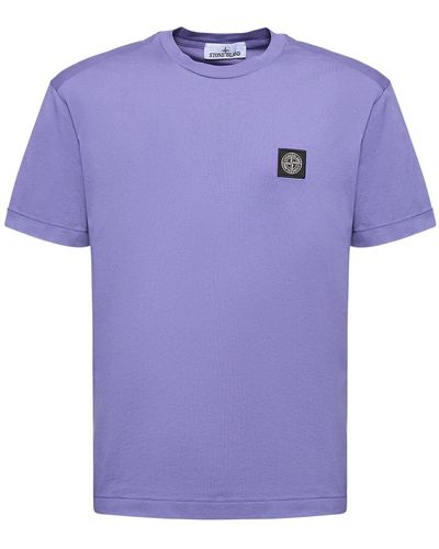 Stone Island Camiseta de jersey de algodón con logo - Morado