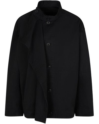 Lemaire Asymmetrical Cotton Jacket - Black