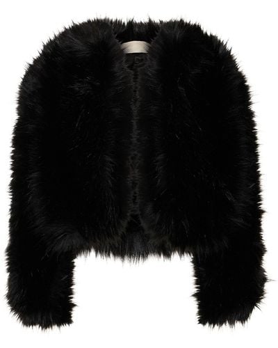 Elie Saab Faux Fur Crop Jacket - Black