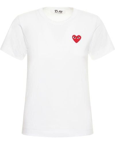 COMME DES GARÇONS PLAY Camiseta de jersey de algodón con logo - Blanco