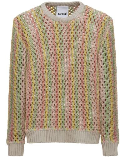 Koche Crochet Stitch Cotton Knit Jumper - Multicolour