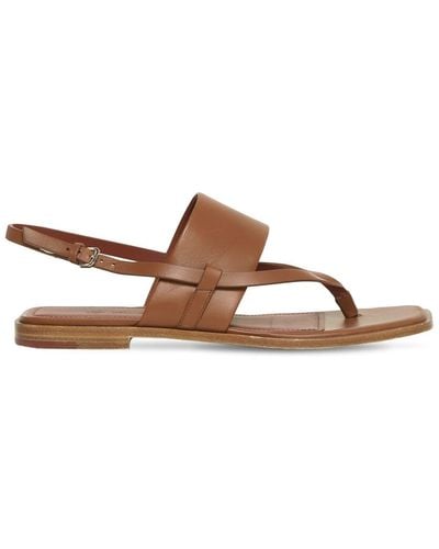 Loro Piana 10mm Frances Leather Thong Sandals - Brown