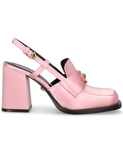 Versace 85Mm Satin Slingback Court Shoes - Pink