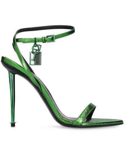Tom Ford 105mm Padlock Laminated Leather Sandals - Green