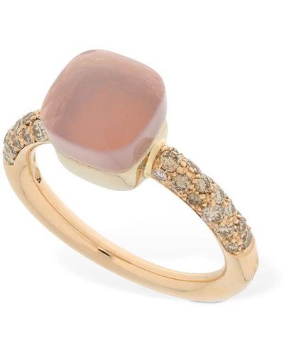 Pomellato Nudo 18kt Thin Ring W/ Quartz & Diamond - Multicolour