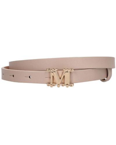 Max Mara 1.5Cm Logo Soft Leather Belt - Pink