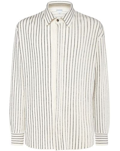 Bottega Veneta Pinstripe Knitted Linen Shirt - White