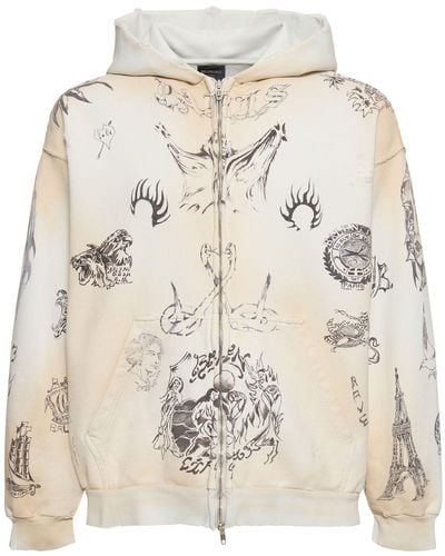 Balenciaga Tat medium fit hoodie mit reißverschluss - Natur
