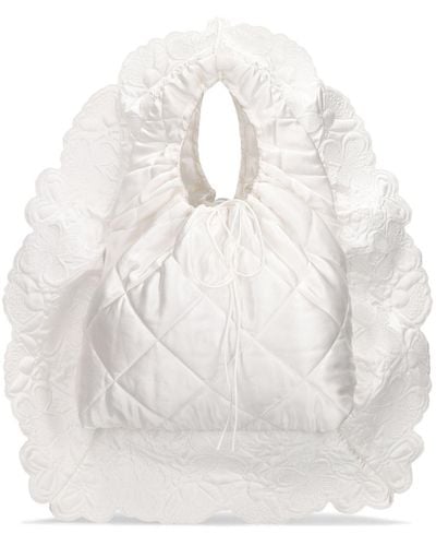 Cecilie Bahnsen Sapphire Quilted Silk Satin Tote Bag - White