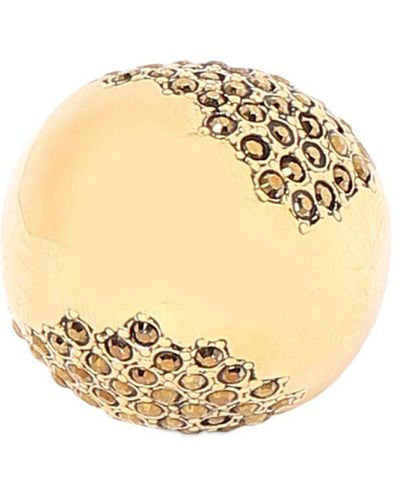 Saint Laurent Crystal Egg 真鍮リング - メタリック