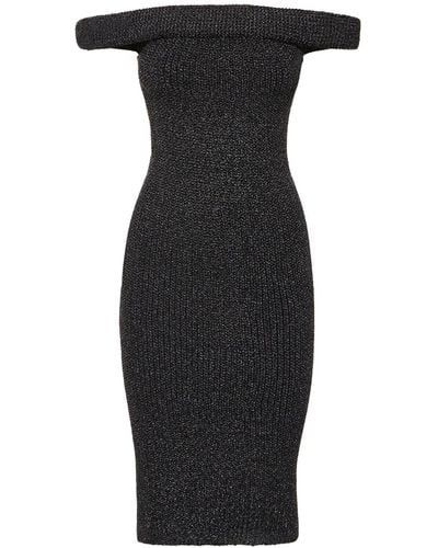Totême Off-Shoulder Roll Knit Midi Dress - Black
