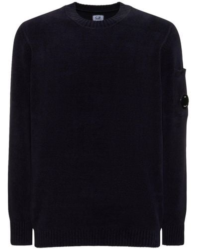 C.P. Company Cotton Chenille Knit Sweater - Blue