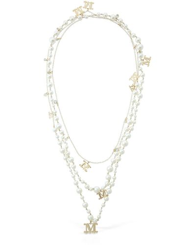 Max Mara Halskette Mit Perlenimitat - Weiß