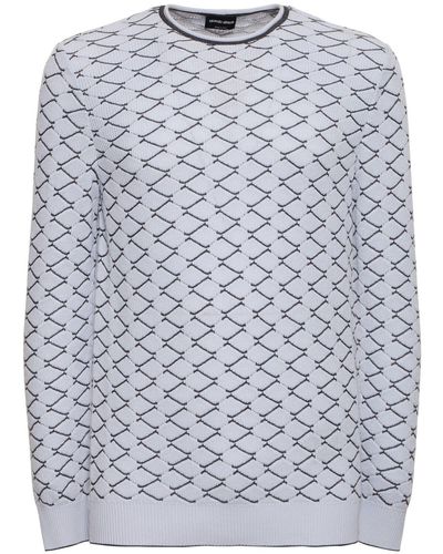 Giorgio Armani Cotton & Cashmere Jacquard Sweater - Gray
